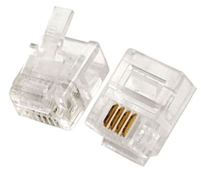 Modular-pistoke litteälle kaapelille 6/4-nap. (RJ11)