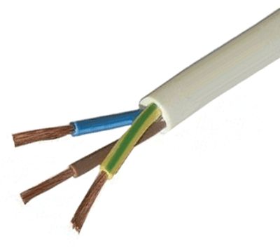 Kalustejohto pyöreä PVC 3x2,5mm² valkoinen