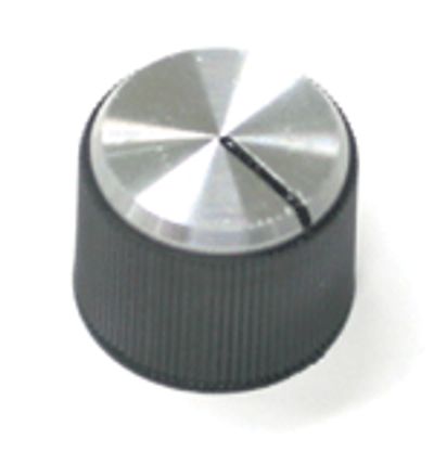 Laitenuppi, musta/hopea muovi 6mm/18,2mm