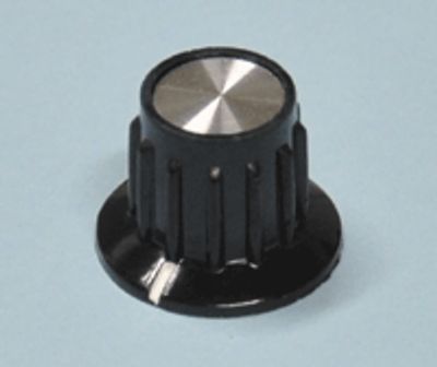 Laitenuppi bakeliitti 6,35mm/21mm musta/hopea