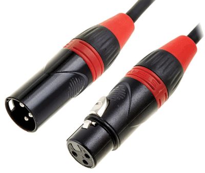 DMX-liitäntäkaapeli 3-nap. XLR-uros / XLR-naaras punainen/musta 10m *