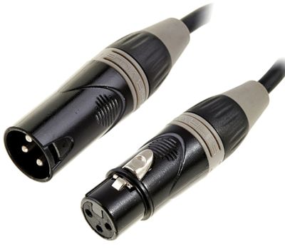 DMX-liitäntäkaapeli 3-nap. XLR-uros / XLR-naaras harmaa/musta 15m *
