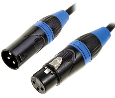 DMX-liitäntäkaapeli 3-nap. XLR-uros / XLR-naaras tummansininen/musta 20m *