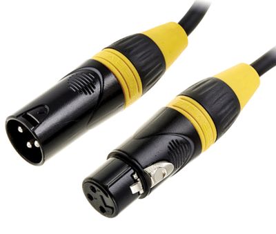 DMX-liitäntäkaapeli 3-nap. XLR-uros / XLR-naaras keltainen/musta 25m *