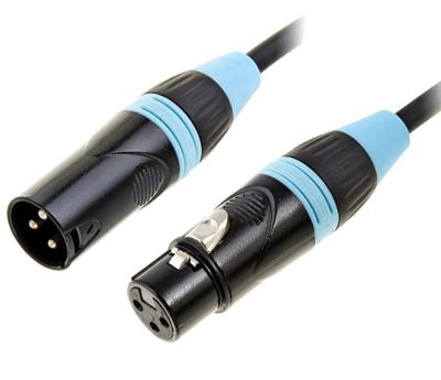 DMX-liitäntäkaapeli 3-nap. XLR-uros / XLR-naaras vaaleansininen/musta 2m *
