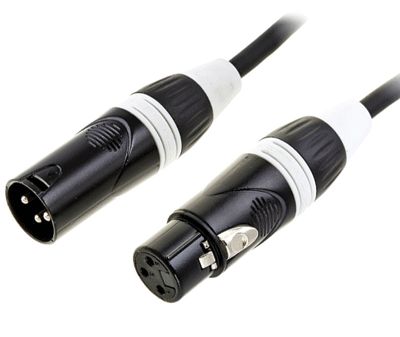 DMX-liitäntäkaapeli 3-nap. XLR-uros / XLR-naaras valkoinen/musta 3m *