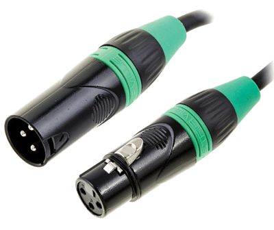 DMX-liitäntäkaapeli 3-nap. XLR-uros / XLR-naaras vihreä/musta 5m *