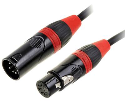 DMX-liitäntäkaapeli 5-nap. XLR-uros / XLR-naaras punainen/musta 10m *