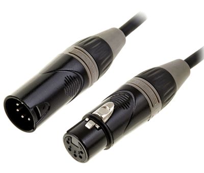 DMX-liitäntäkaapeli 5-nap. XLR-uros / XLR-naaras harmaa/musta 15m *