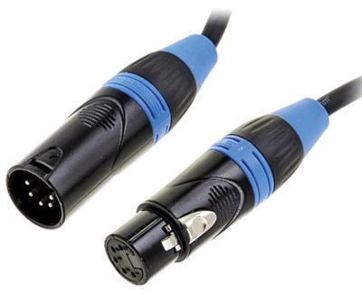 DMX-liitäntäkaapeli 5-nap. XLR-uros / XLR-naaras tummansininen/musta 20m *