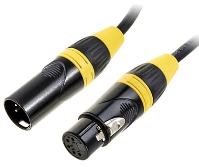 DMX-liitäntäkaapeli 5-nap. XLR-uros / XLR-naaras keltainen/musta 25m *