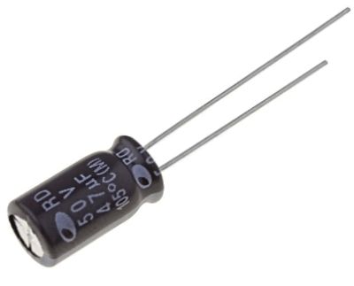 Elektrolyyttikondensaattori low-ESR pystymalli 47uF 50V R-2,5