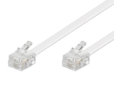 Puhelinliitäntäkaapeli suora kytkentä RJ11/RJ11 valkoinen 15m