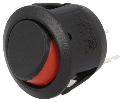 Keinuvipukytkin 1xON-OFF 10A 250Vac musta/punainen