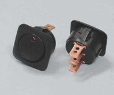 Keinuvipukytkin LED-merkkivalolla 25A 12Vdc 1xON-OFF musta/punainen