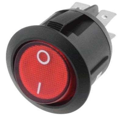Keinuvipukytkin merkkivalolla 2xON-OFF 10A 250Vac punainen
