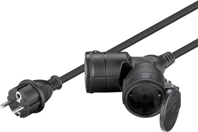 Schuko-jatkojohto kumikaapelilla IP44 musta 5m