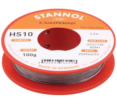 Juotostina Sn62/Pb36/Ag2 1,0mm 100g (VAIN AMMATTIKÄYTTÖÖN)