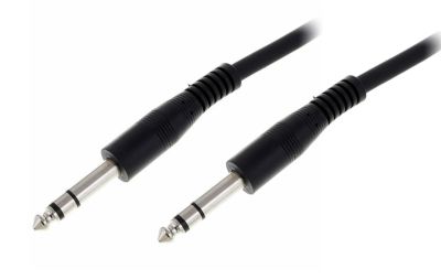 Audioliitäntäkaapeli 2x6,3mm stereoplugi musta 3m