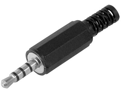 Plugi 3,5mm 4-nap. muovi musta