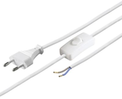 EURO-verkkojohto CEE 7/16 välikytkimellä valkoinen 1,5m