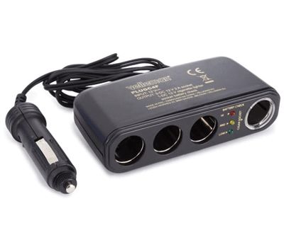 Haaroituskappale johdolla tupakansytytinliitäntään 4-os. 12Vdc 4x2A