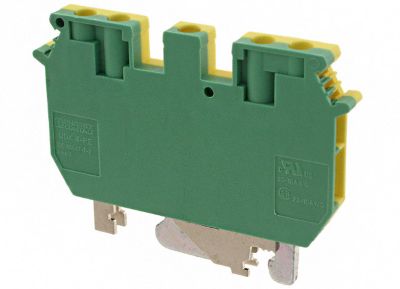 Maadoitusriviliitin DIN-kiskoon 2x4,0mm² keltavihreä