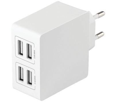 USB-teholähde 5Vdc 4,8A 4xUSB-A *