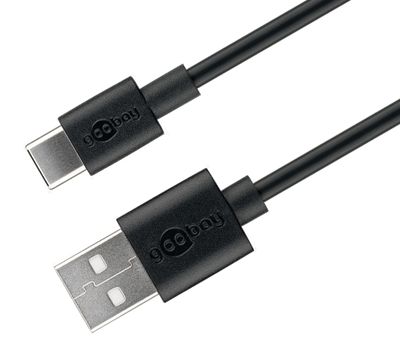 USB 2.0 liitäntäkaapeli USB-A/USB-C (3A pikalataus) musta 0,5m