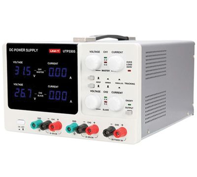 Säädettävä laboratorioteholähde 2x0-32V 2x0-5A lineaarinen