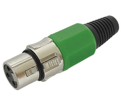 XLR-pistoke 3-nap. naaras kirkas/vihreä * XLR-pistoke 3-nap. naaras kirkas/vihreä *