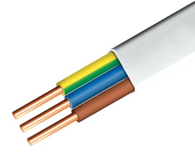 Asennusjohto litteä 3x1,5mm² valkoinen